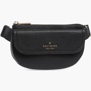 NWT Kate Spade Black “New York Rose”Pebbled Leather Waist Bag